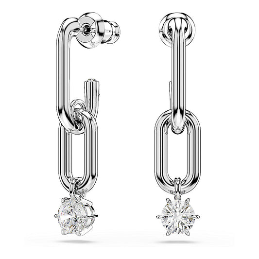Pendientes Constella, Talla redonda, Blancos, Baño de rodio