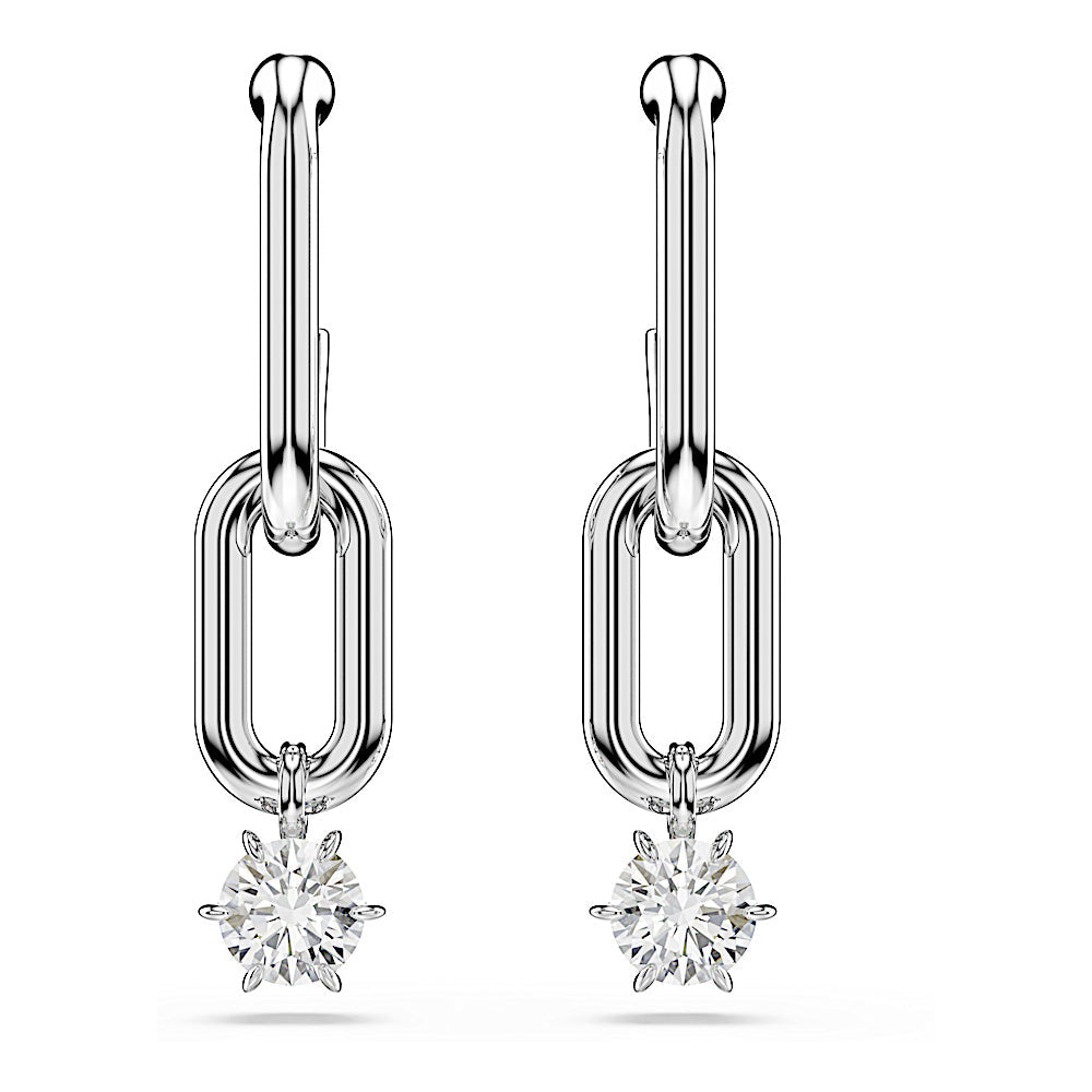 Pendientes Constella, Talla redonda, Blancos, Baño de rodio
