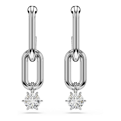 Pendientes Constella, Talla redonda, Blancos, Baño de rodio