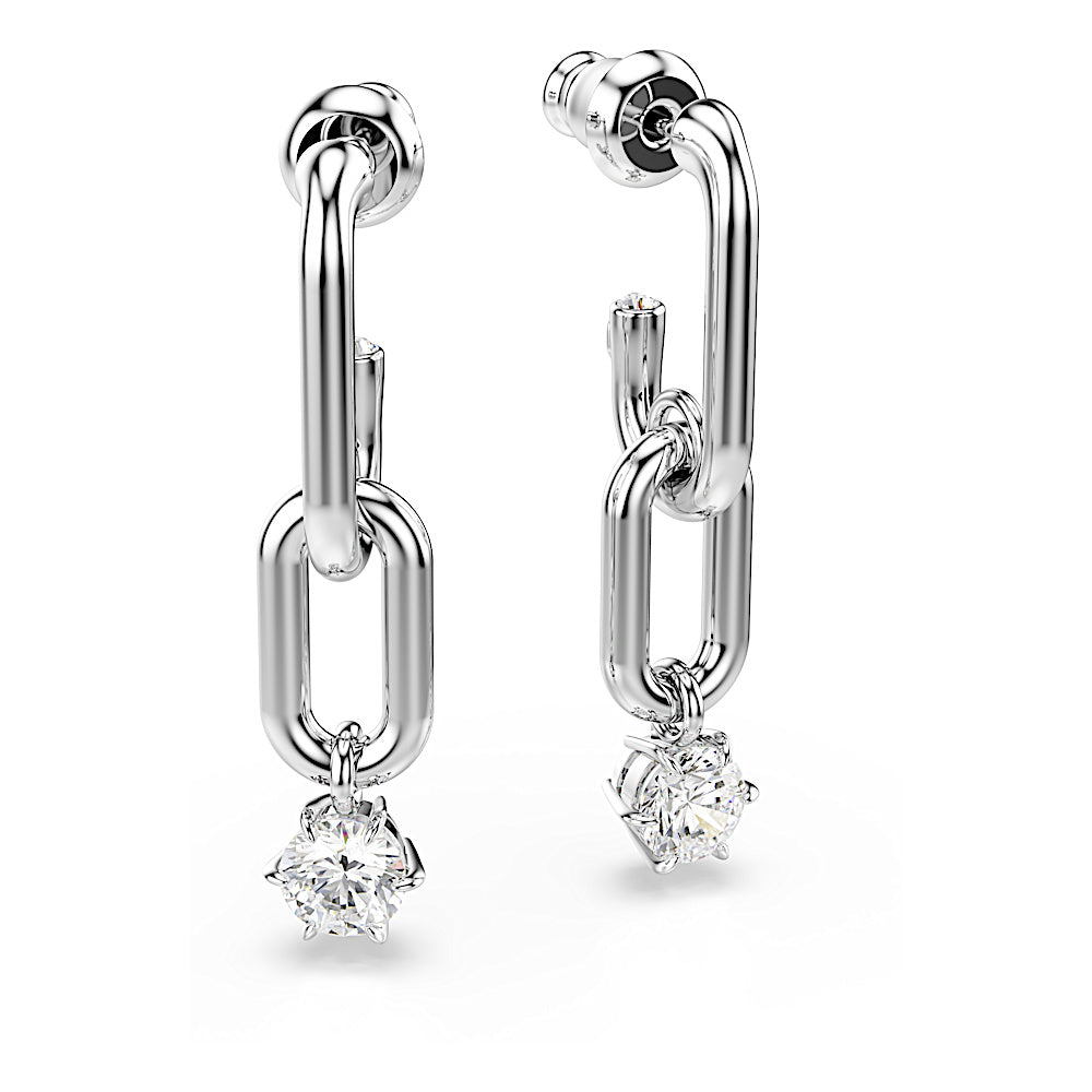 Pendientes Constella, Talla redonda, Blancos, Baño de rodio