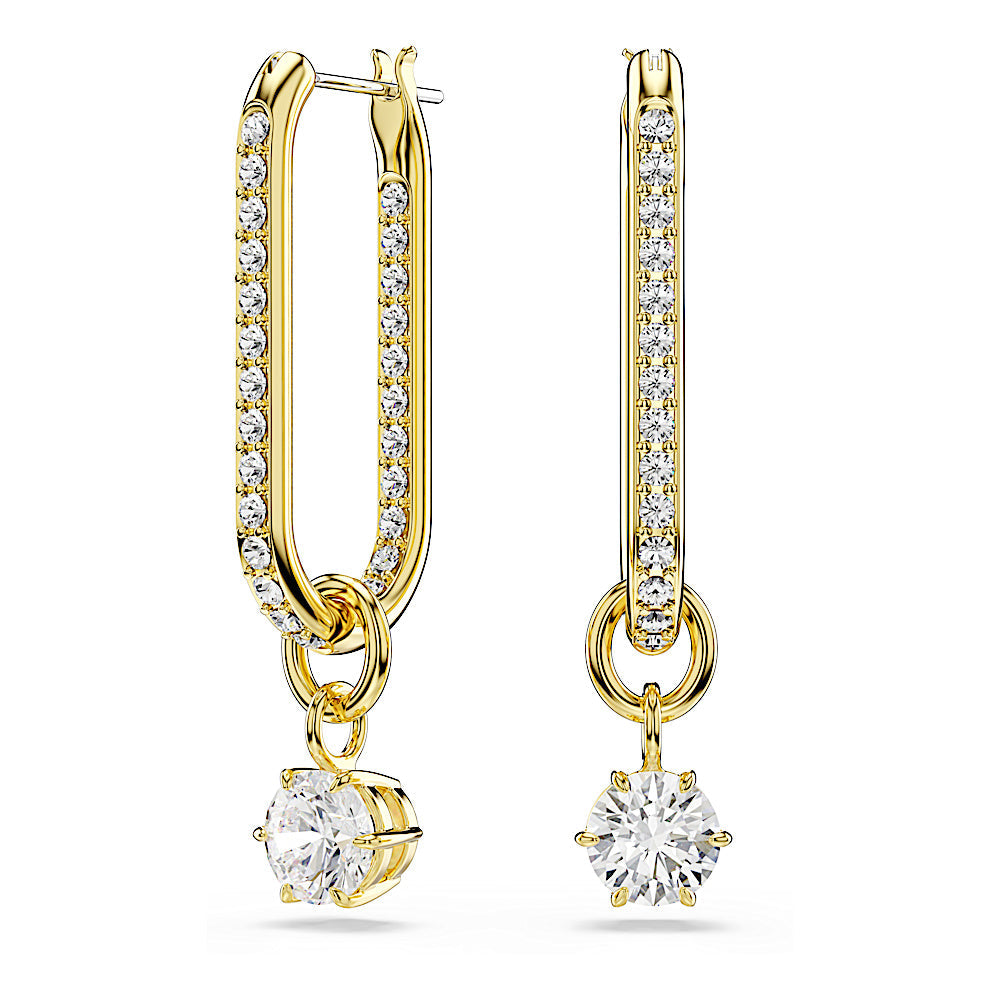Pendientes Constella, Talla redonda, Blancos, Baño tono oro