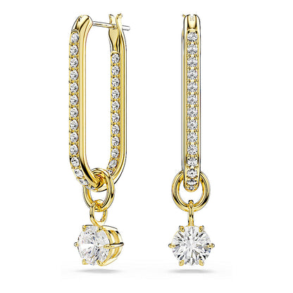 Pendientes Constella, Talla redonda, Blancos, Baño tono oro