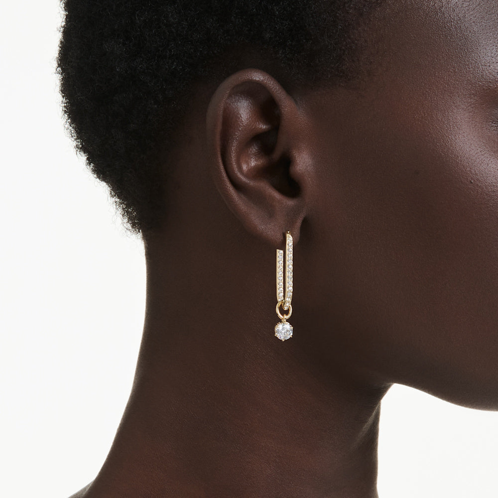 Pendientes Constella, Talla redonda, Blancos, Baño tono oro