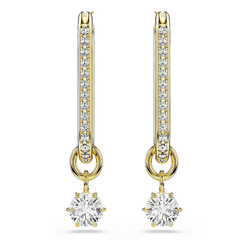 Pendientes Constella, Talla redonda, Blancos, Baño tono oro