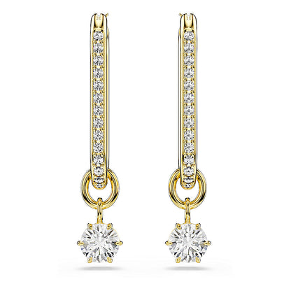 Pendientes Constella, Talla redonda, Blancos, Baño tono oro
