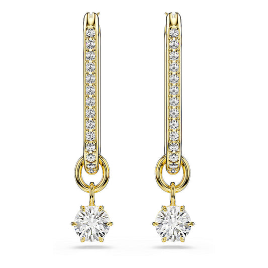 Pendientes Constella, Talla redonda, Blancos, Baño tono oro