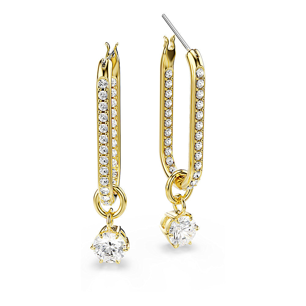 Pendientes Constella, Talla redonda, Blancos, Baño tono oro