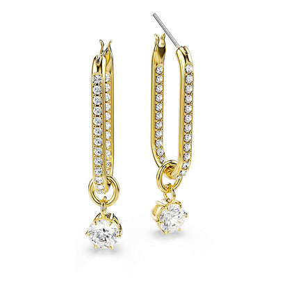 Pendientes Constella, Talla redonda, Blancos, Baño tono oro