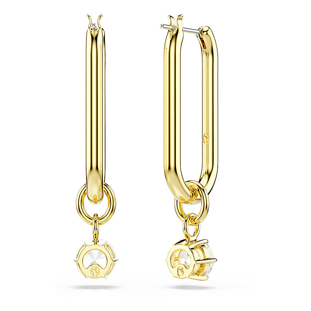 Pendientes Constella, Talla redonda, Blancos, Baño tono oro