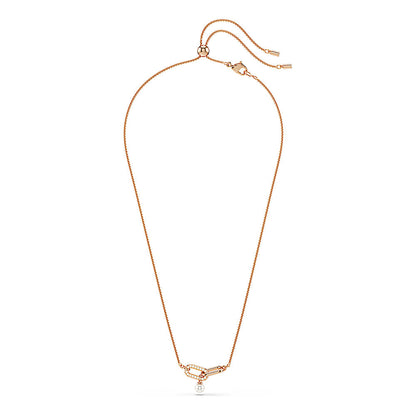 Colgante Constella, Perla de cristal, Talla redonda, Blanco, Baño tono oro rosa