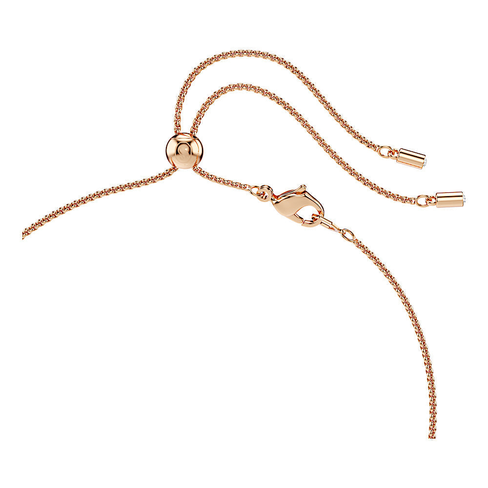 Colgante Constella, Perla de cristal, Talla redonda, Blanco, Baño tono oro rosa