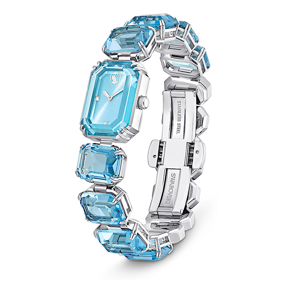 Reloj, Pulsera de talla octogonal, Azul, Acero inoxidable