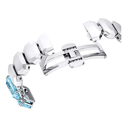 Reloj, Pulsera de talla octogonal, Azul, Acero inoxidable