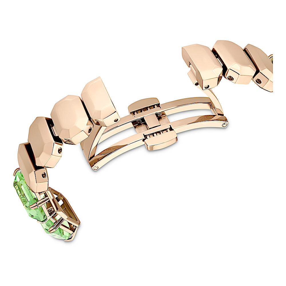 Reloj, Pulsera de talla octogonal, Verde, Acabado tono oro champán