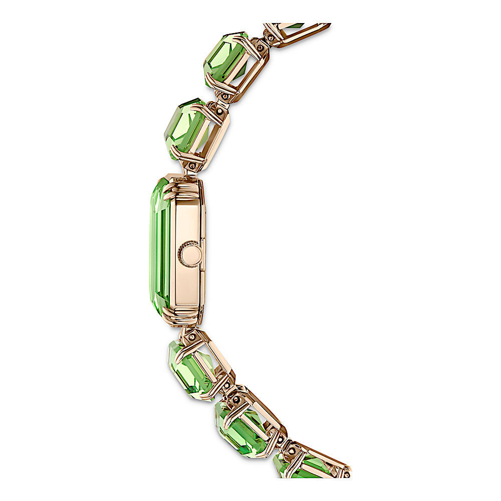 Reloj, Pulsera de talla octogonal, Verde, Acabado tono oro champán