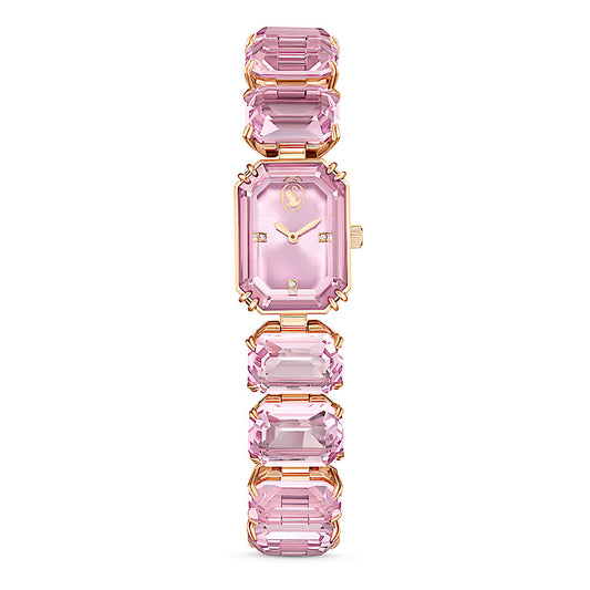 Reloj, Pulsera de talla octogonal, Rosa, Acabado tono oro rosa