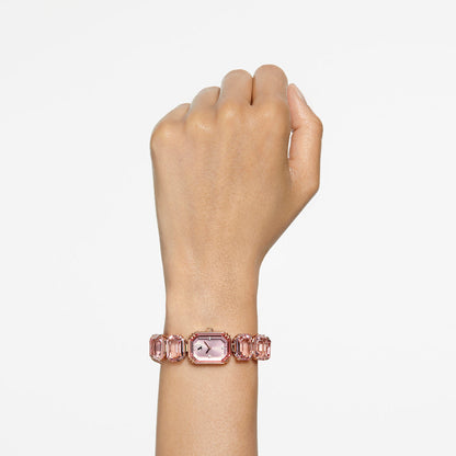 Reloj, Pulsera de talla octogonal, Rosa, Acabado tono oro rosa
