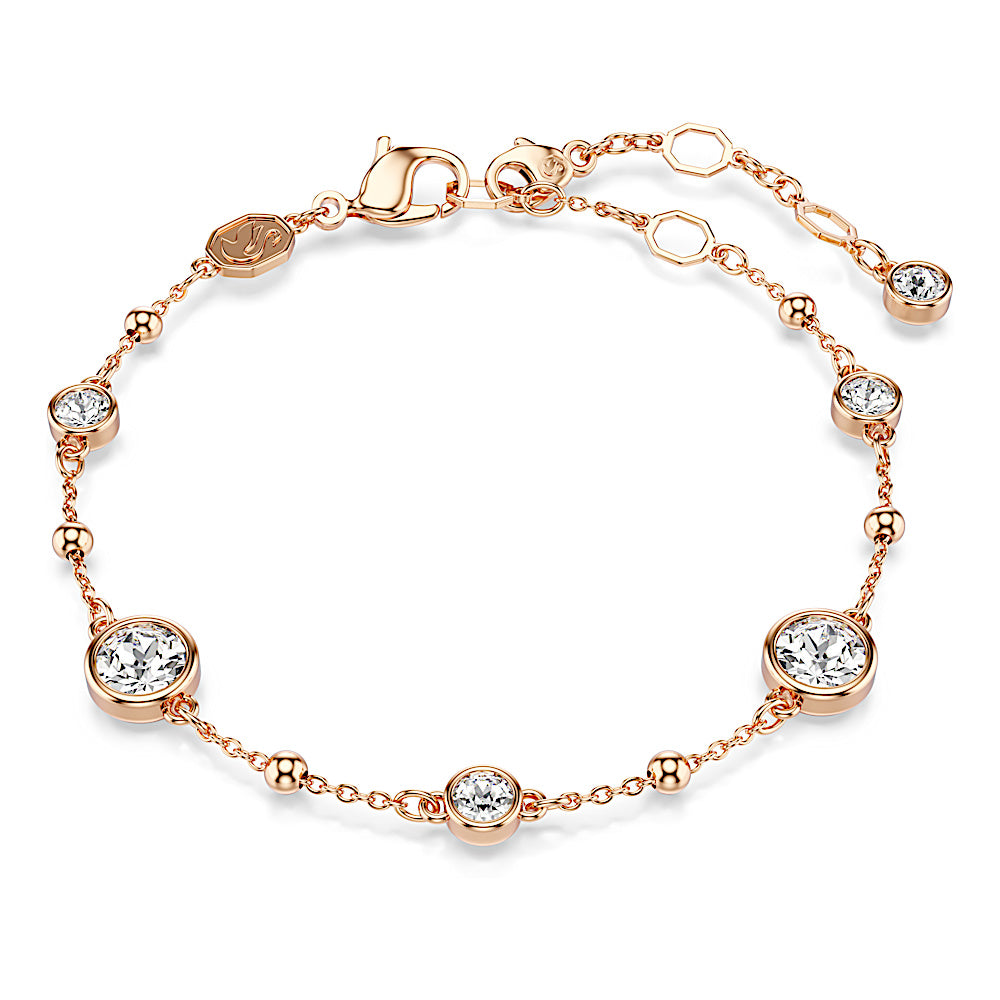 Pulsera Imber, Talla redonda, Blanca, Baño tono oro rosa