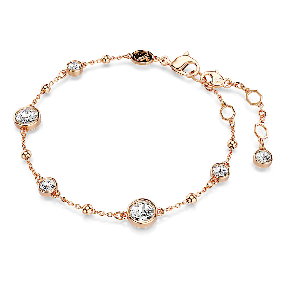 Pulsera Imber, Talla redonda, Blanca, Baño tono oro rosa