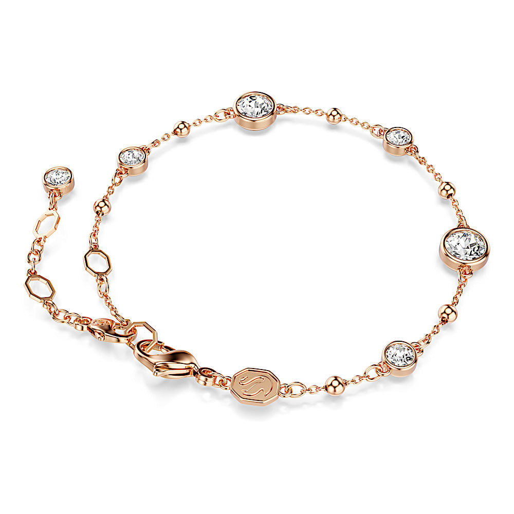 Pulsera Imber, Talla redonda, Blanca, Baño tono oro rosa