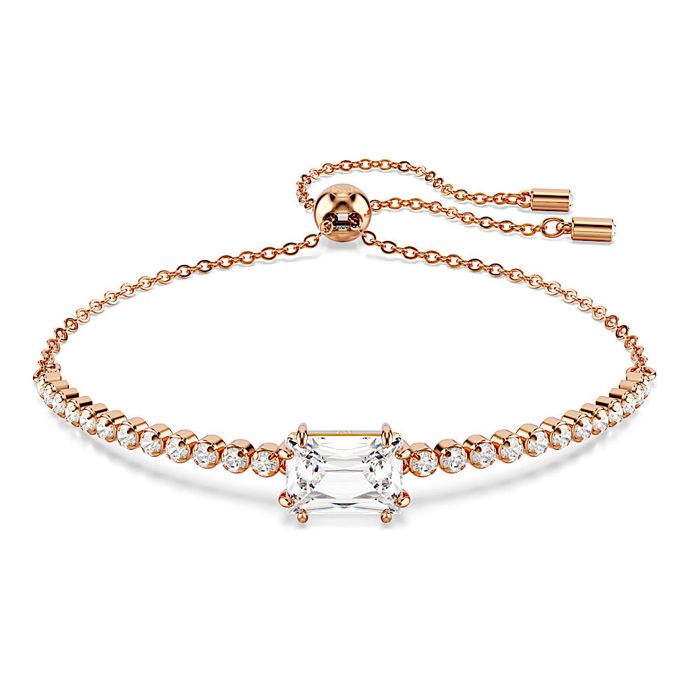 Pulsera Tennis Matrix, Tallas mixtas, Blanca, Baño tono oro rosa