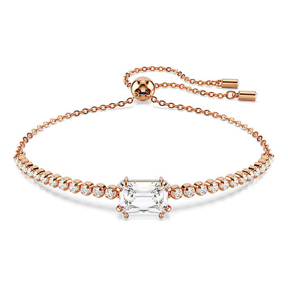 Pulsera Tennis Matrix, Tallas mixtas, Blanca, Baño tono oro rosa