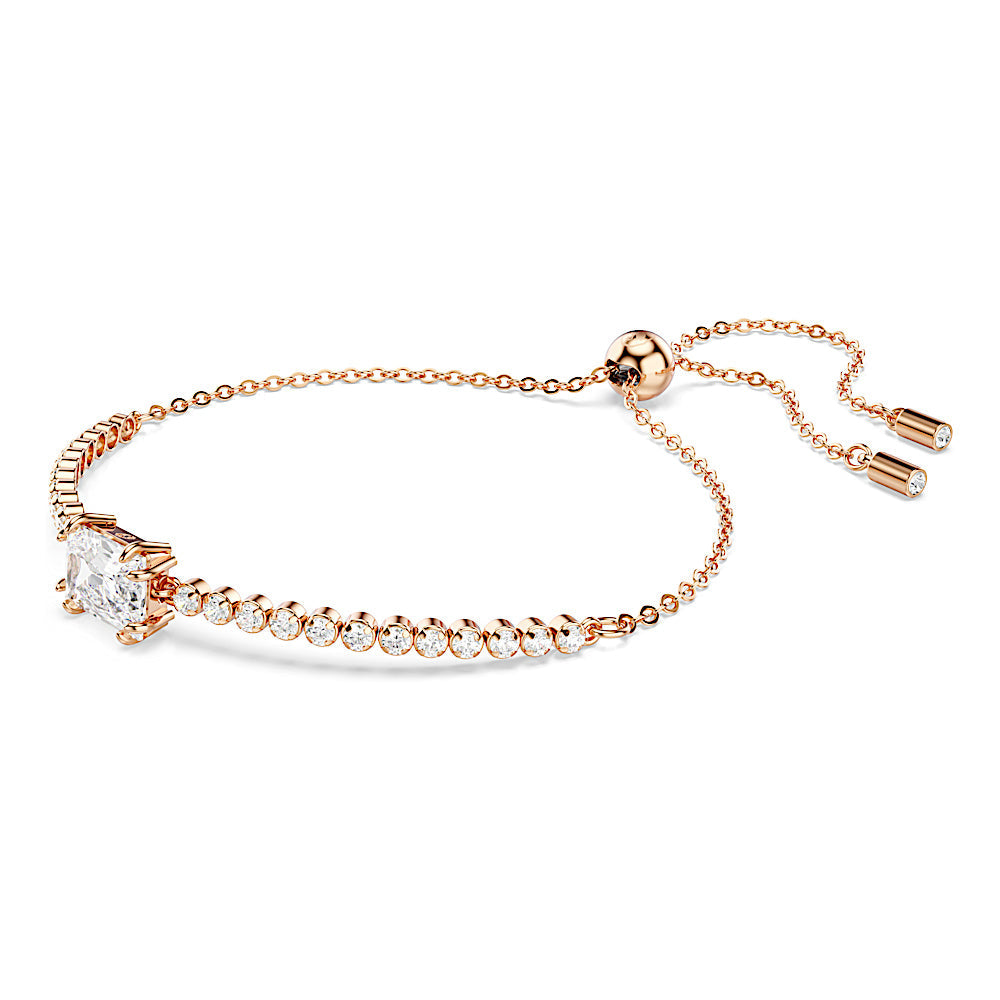 Pulsera Tennis Matrix, Tallas mixtas, Blanca, Baño tono oro rosa
