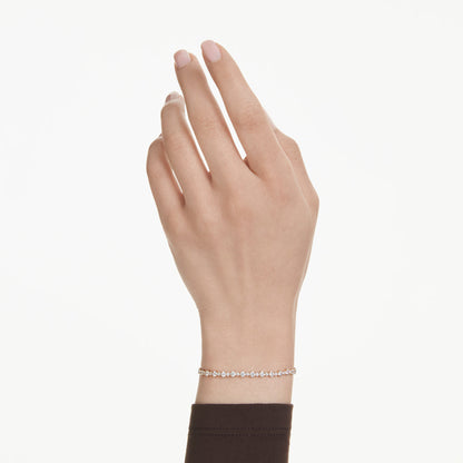 Pulsera Tennis Matrix, Talla redonda, Blanca, Baño tono oro