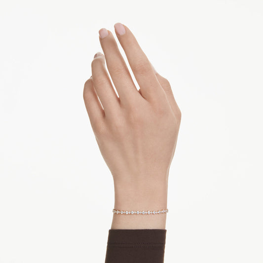 Pulsera Tennis Matrix, Talla redonda, Blanca, Baño tono oro