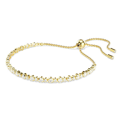 Pulsera Tennis Matrix, Talla redonda, Blanca, Baño tono oro