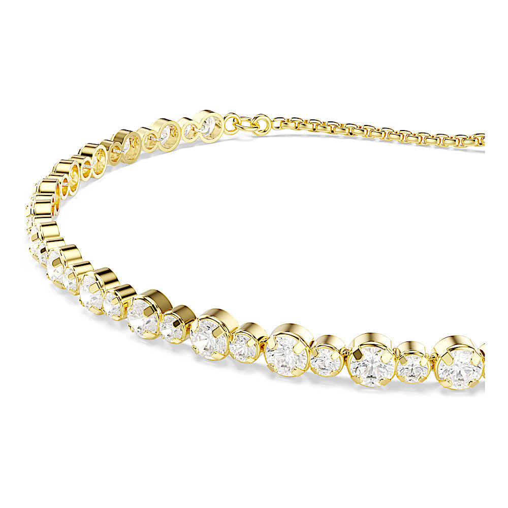 Pulsera Tennis Matrix, Talla redonda, Blanca, Baño tono oro