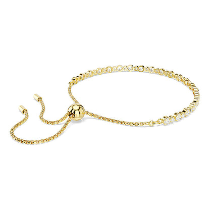 Pulsera Tennis Matrix, Talla redonda, Blanca, Baño tono oro