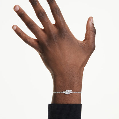 Pulsera Matrix, Talla baguette, Nudo, Blanca, Baño de rodio