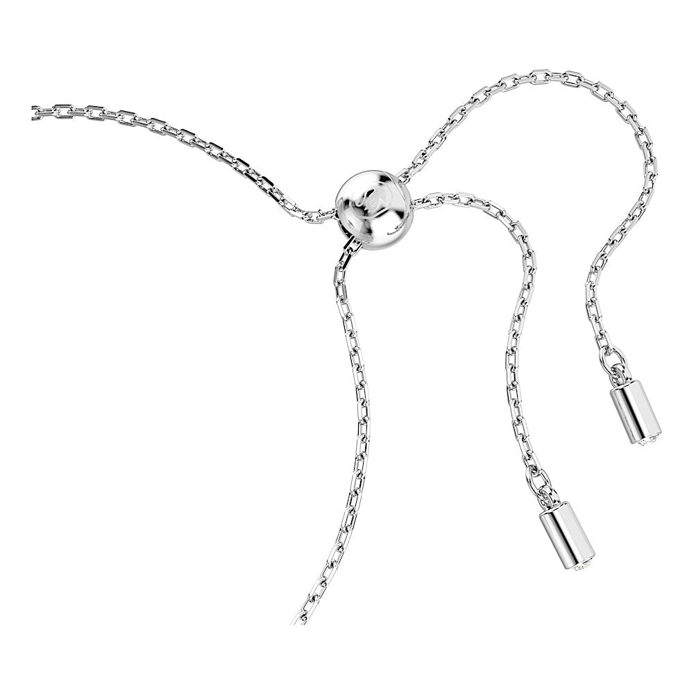 Pulsera Matrix, Talla baguette, Nudo, Blanca, Baño de rodio