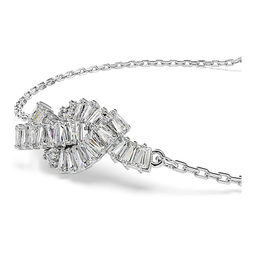 Pulsera Matrix, Talla baguette, Nudo, Blanca, Baño de rodio