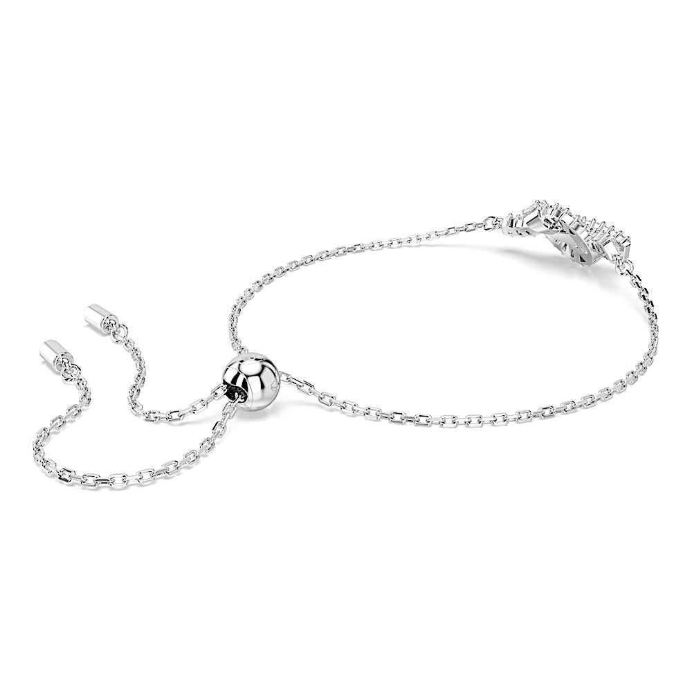 Pulsera Matrix, Talla baguette, Nudo, Blanca, Baño de rodio