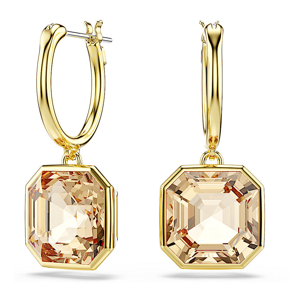 Pendientes Millenia, Talla cuadrada, Caramelo, Baño tono oro
