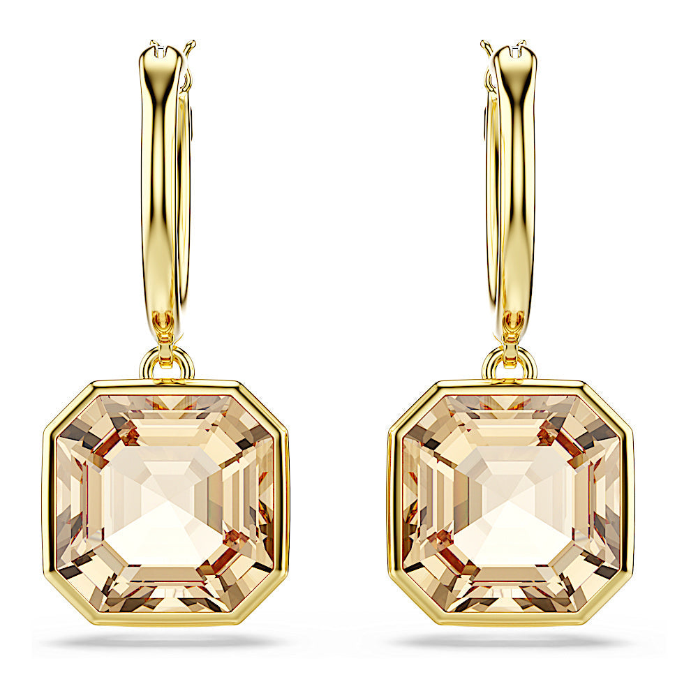 Pendientes Millenia, Talla cuadrada, Caramelo, Baño tono oro