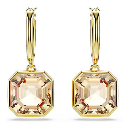 Pendientes Millenia, Talla cuadrada, Caramelo, Baño tono oro