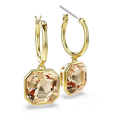 Pendientes Millenia, Talla cuadrada, Caramelo, Baño tono oro
