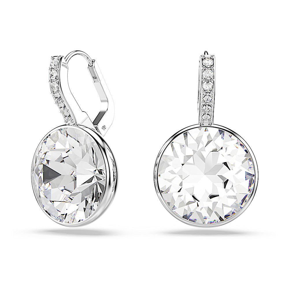 Pendientes Millenia, Talla redonda, Blancos, Baño de rodio