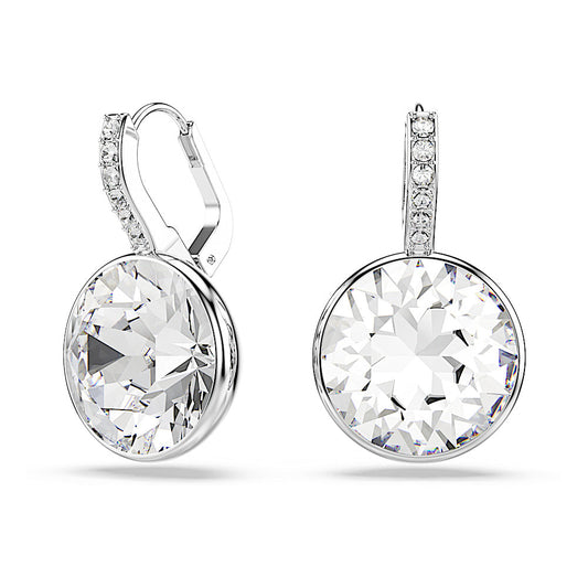 Pendientes Millenia, Talla redonda, Blancos, Baño de rodio