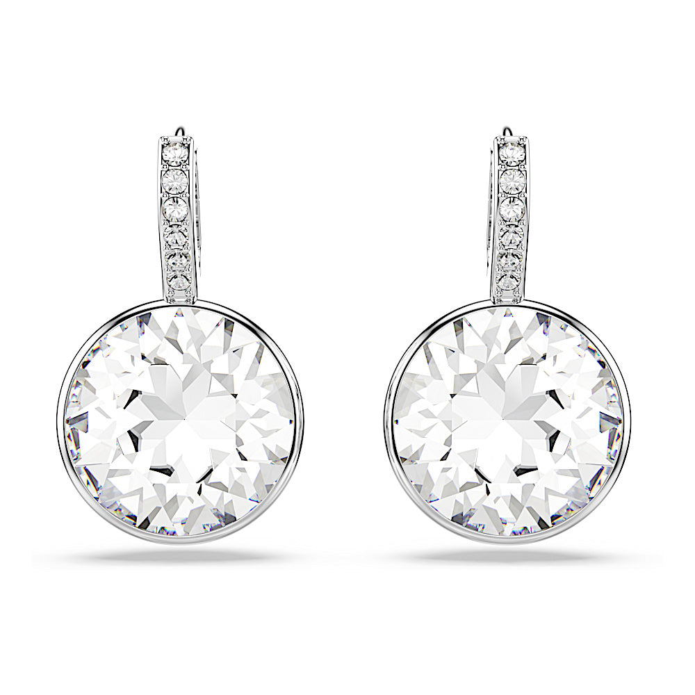 Pendientes Millenia, Talla redonda, Blancos, Baño de rodio