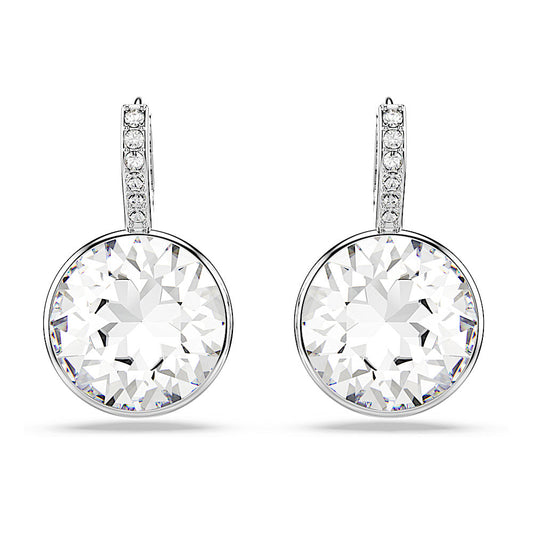 Pendientes Millenia, Talla redonda, Blancos, Baño de rodio