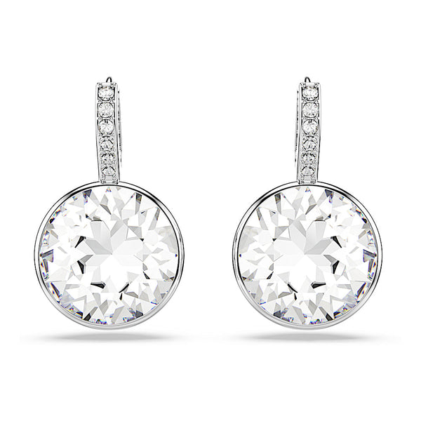 Pendientes Millenia, Talla redonda, Blancos, Baño de rodio