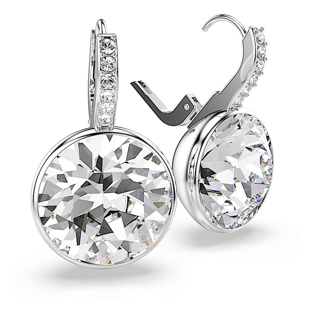 Pendientes Millenia, Talla redonda, Blancos, Baño de rodio