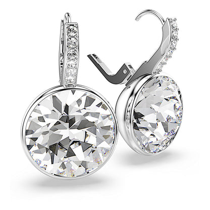 Pendientes Millenia, Talla redonda, Blancos, Baño de rodio