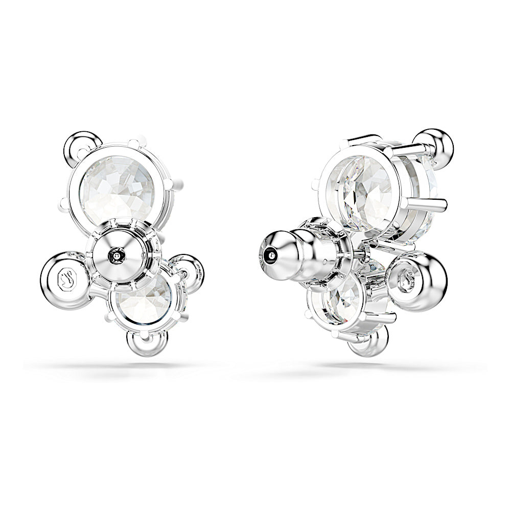 Pendientes de botón Constella, Talla redonda, Blancos, Baño de rodio