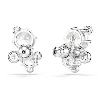 Pendientes de botón Constella, Talla redonda, Blancos, Baño de rodio