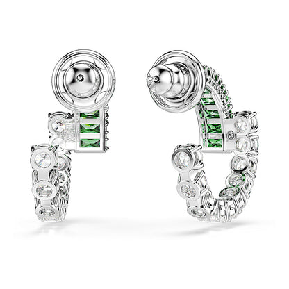 Pendientes de aro Matrix, Tallas mixtas, Verdes, Baño de rodio
